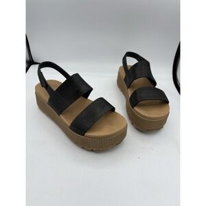 Reef Sandals Womens Size 8 Black Tan Water Vista Higher Platform